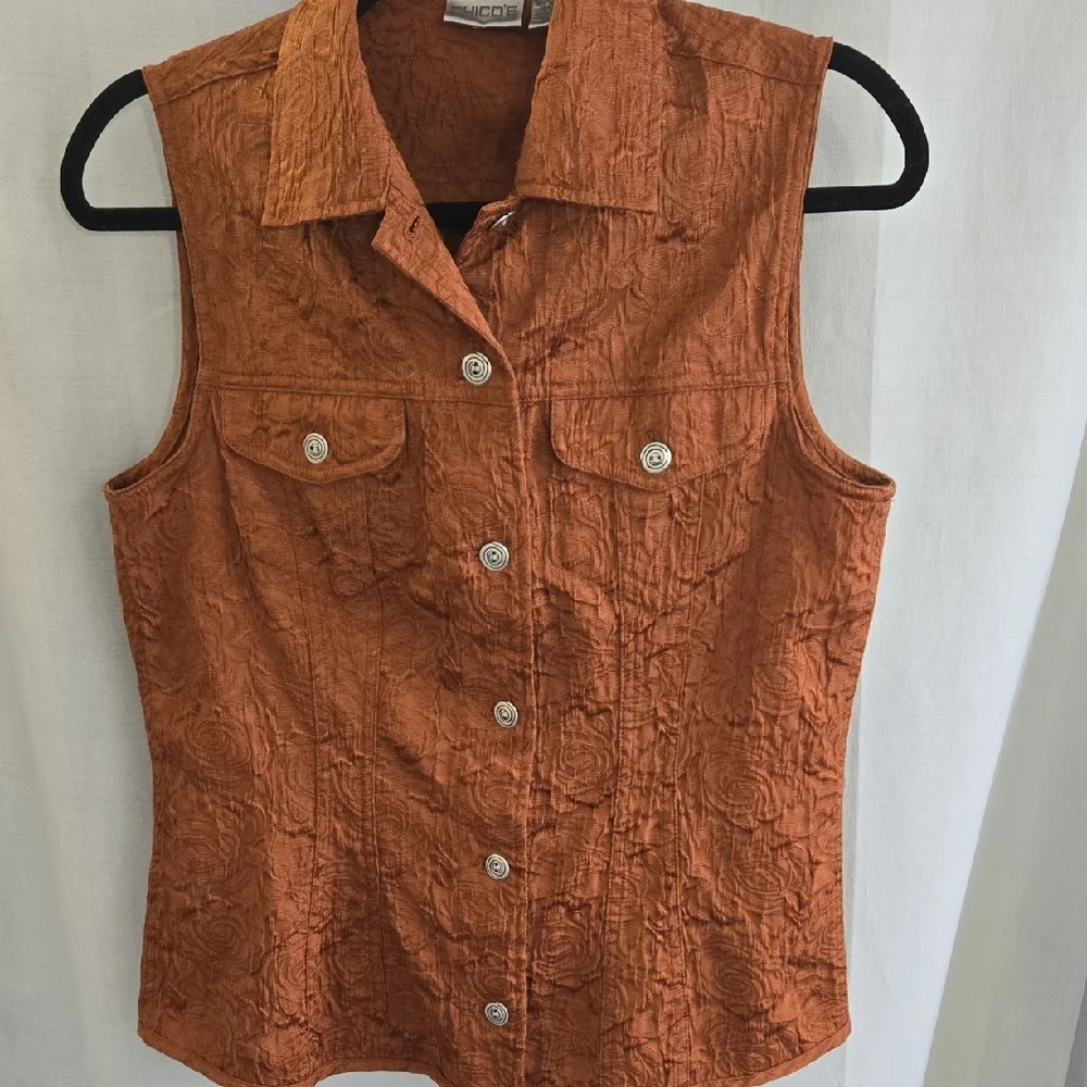 Chico’s Rust Textured Sleeveless Top / Vest – Women’s Size 0